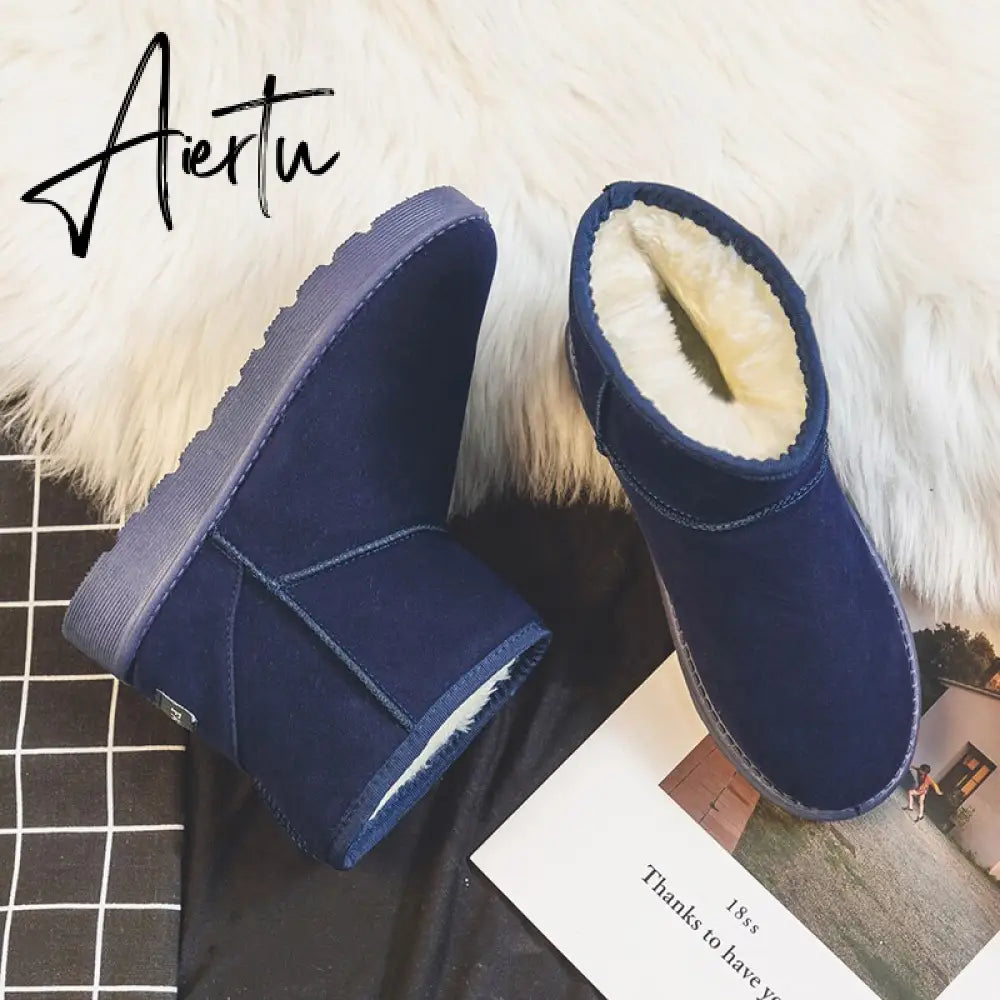 Aiertu  Brand Women's Shoes Australian Boots Winter Footwear Round Toe Flat Heel Boots-Women Fashion Snow Low Ladies Ankle Cotton Aiertu