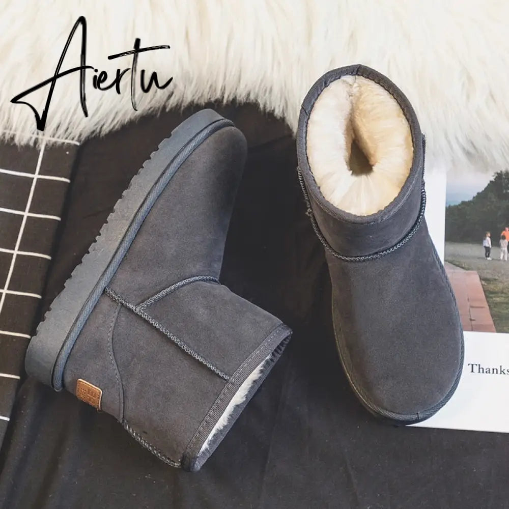 Aiertu  Brand Women's Shoes Australian Boots Winter Footwear Round Toe Flat Heel Boots-Women Fashion Snow Low Ladies Ankle Cotton Aiertu