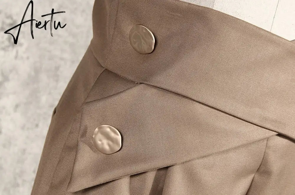 Aiertu Casual Irregular Trousers For Women High Waist Lace Up Button Straight Slim Pants Female Autumn Fashion New Aiertu