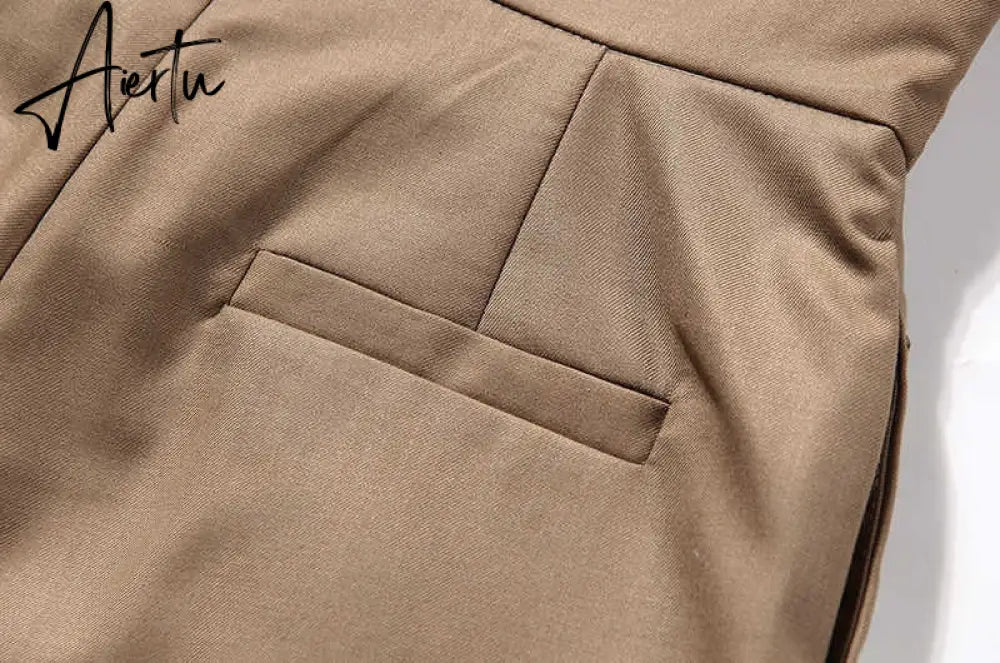 Aiertu Casual Irregular Trousers For Women High Waist Lace Up Button Straight Slim Pants Female Autumn Fashion New Aiertu