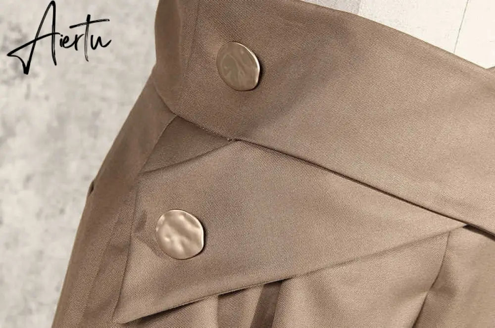 Aiertu Casual Irregular Trousers For Women High Waist Lace Up Button Straight Slim Pants Female Autumn Fashion New Aiertu