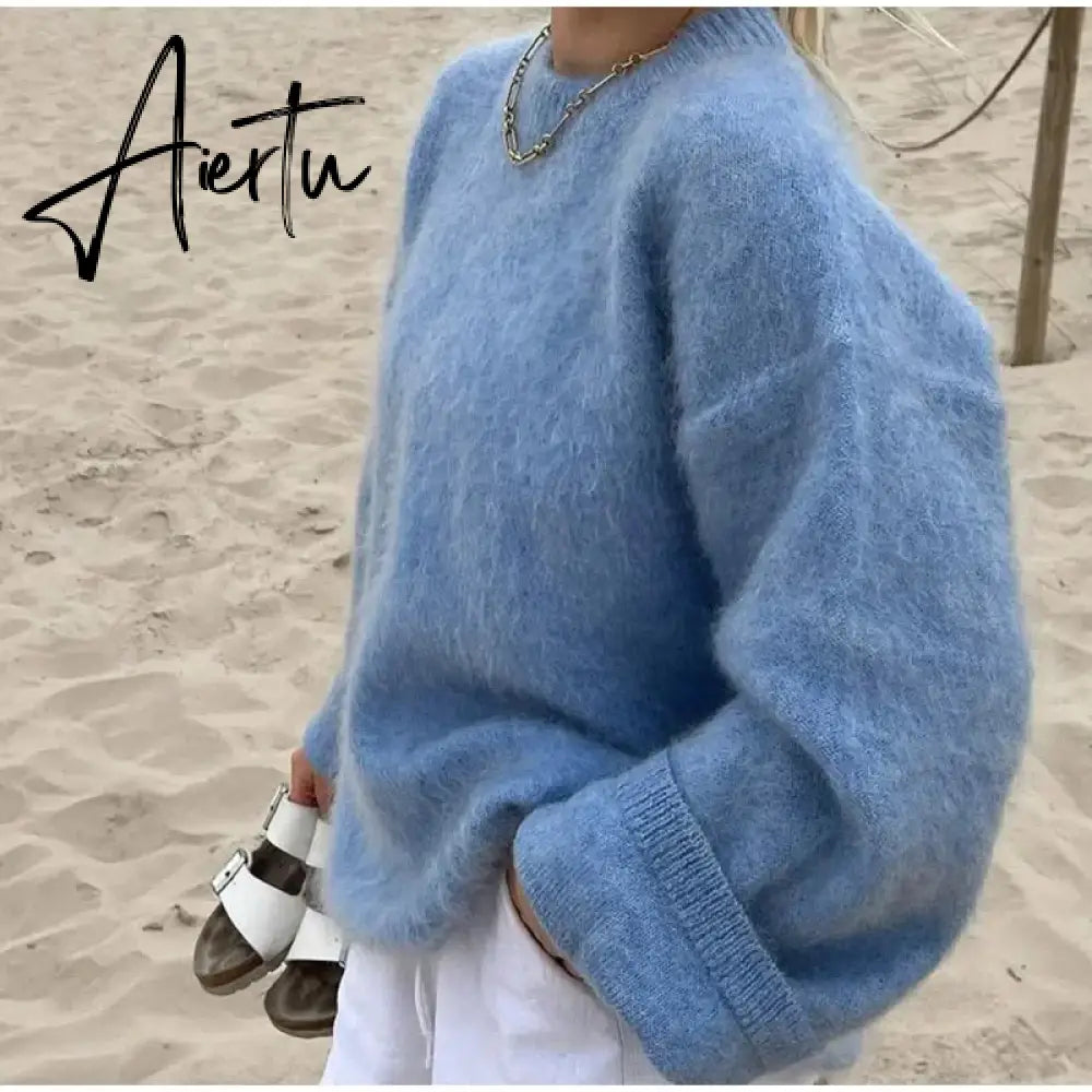 Aiertu Casual Knitted Sweater For Women 2024 Spring Autumn Long Sleeve O-neck All-match Pullover Female Fashion Streetwear Sweaters Aiertu