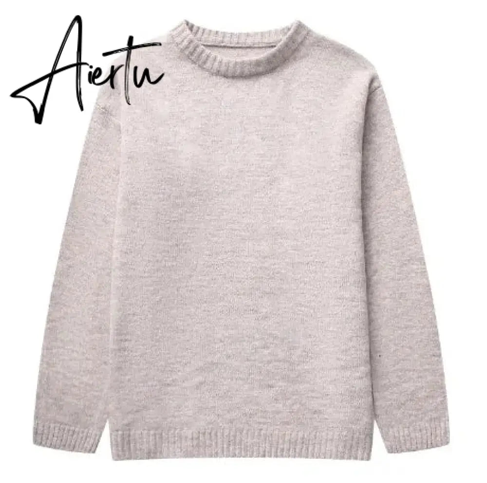 Aiertu Casual Knitted Sweater For Women 2024 Spring Autumn Long Sleeve O-neck All-match Pullover Female Fashion Streetwear Sweaters Aiertu