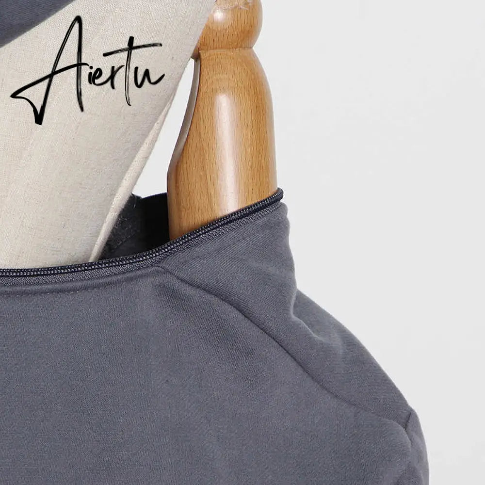 Aiertu  Casual Solid Sweatshirt For Women Hooded Collar Long Sleeve Hollow Out Minimalist Sweatshirts Female Fashion Fall Aiertu