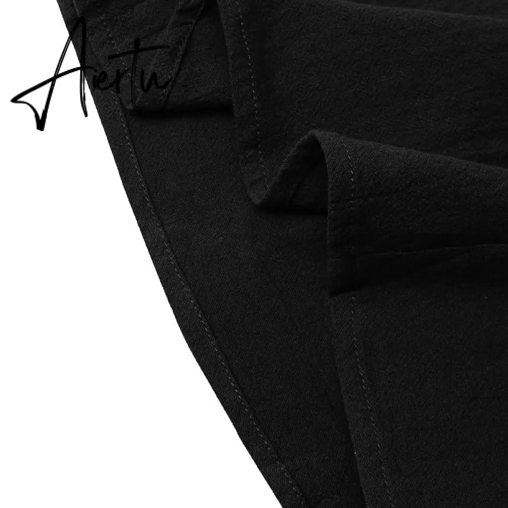 Aiertu Celmia Summer Breathable Cotton Long Pants Women Casual High Waist Lightweight Trouser Fashion Solid Wide Leg Pantalon Aiertu