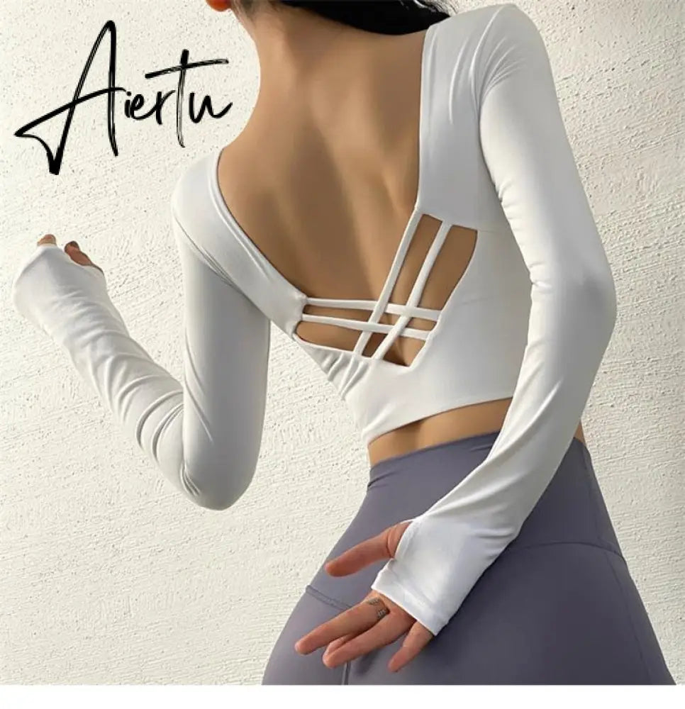 Aiertu  Cloud Hide Sexy Sports Bra Women Fitness Long Sleeve Underwear Blouse Push Up Yoga Crop Top Running Gym Shirt Winter Activewear Aiertu