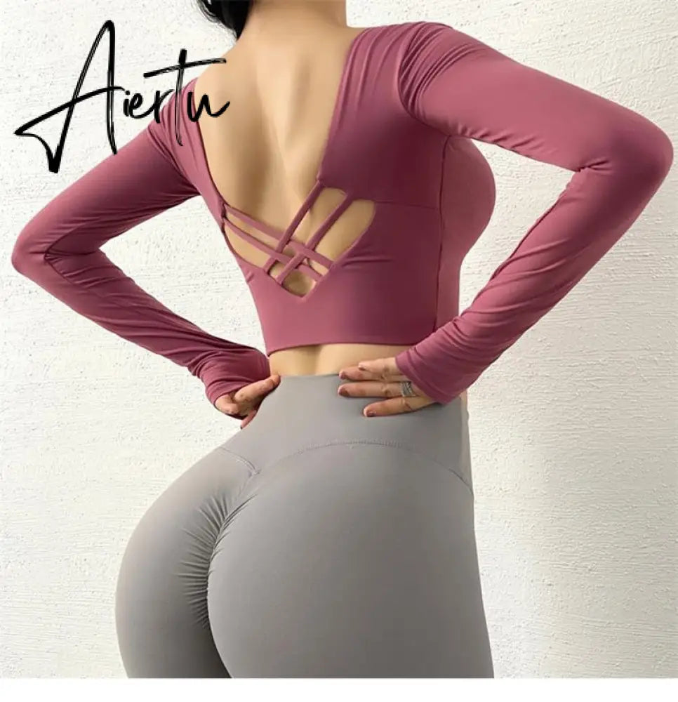 Aiertu  Cloud Hide Sexy Sports Bra Women Fitness Long Sleeve Underwear Blouse Push Up Yoga Crop Top Running Gym Shirt Winter Activewear Aiertu