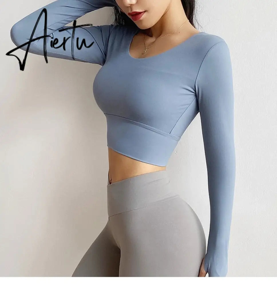 Aiertu  Cloud Hide Sexy Sports Bra Women Fitness Long Sleeve Underwear Blouse Push Up Yoga Crop Top Running Gym Shirt Winter Activewear Aiertu