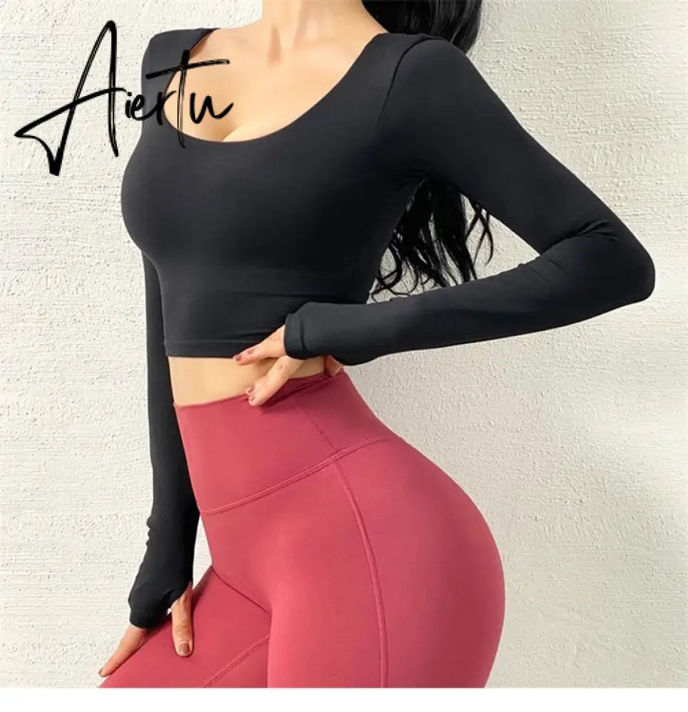 Aiertu  Cloud Hide Sexy Sports Bra Women Fitness Long Sleeve Underwear Blouse Push Up Yoga Crop Top Running Gym Shirt Winter Activewear Aiertu