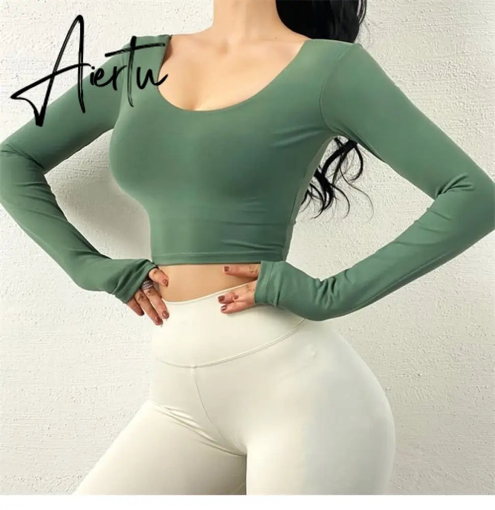 Aiertu  Cloud Hide Sexy Sports Bra Women Fitness Long Sleeve Underwear Blouse Push Up Yoga Crop Top Running Gym Shirt Winter Activewear Aiertu