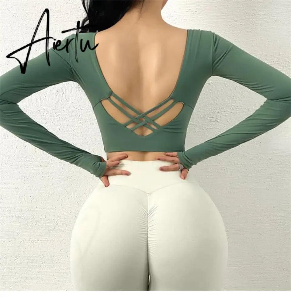 Aiertu  Cloud Hide Sexy Sports Bra Women Fitness Long Sleeve Underwear Blouse Push Up Yoga Crop Top Running Gym Shirt Winter Activewear Aiertu