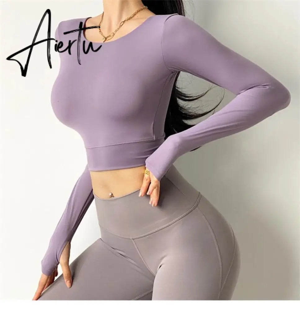 Aiertu  Cloud Hide Sexy Sports Bra Women Fitness Long Sleeve Underwear Blouse Push Up Yoga Crop Top Running Gym Shirt Winter Activewear Aiertu