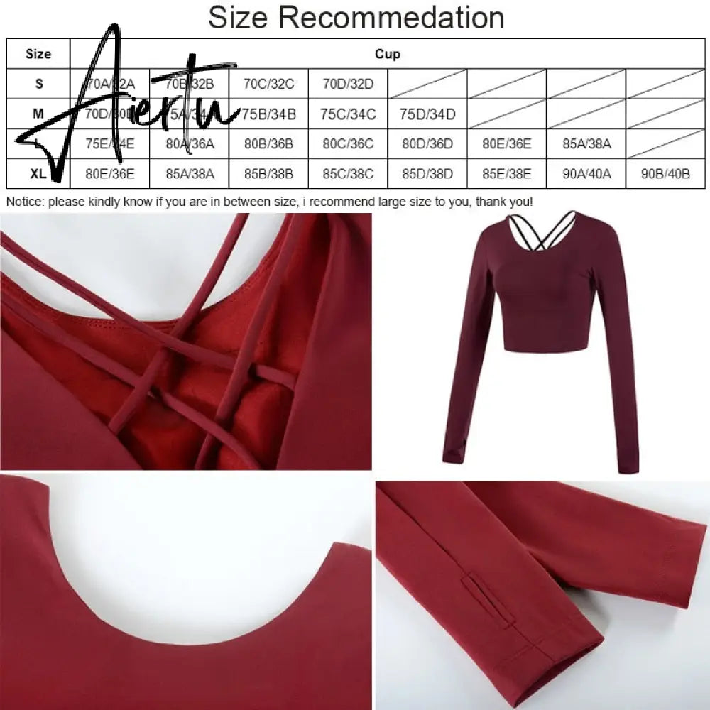 Aiertu  Cloud Hide Sexy Sports Bra Women Fitness Long Sleeve Underwear Blouse Push Up Yoga Crop Top Running Gym Shirt Winter Activewear Aiertu