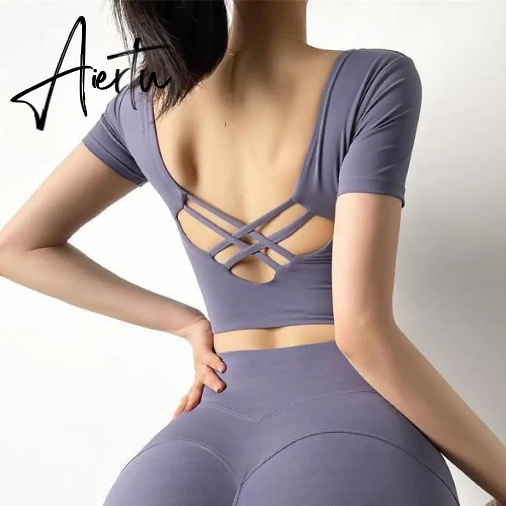 Aiertu  Cloud Hide Sexy Sports Bra Women Fitness Long Sleeve Underwear Blouse Push Up Yoga Crop Top Running Gym Shirt Winter Activewear Aiertu