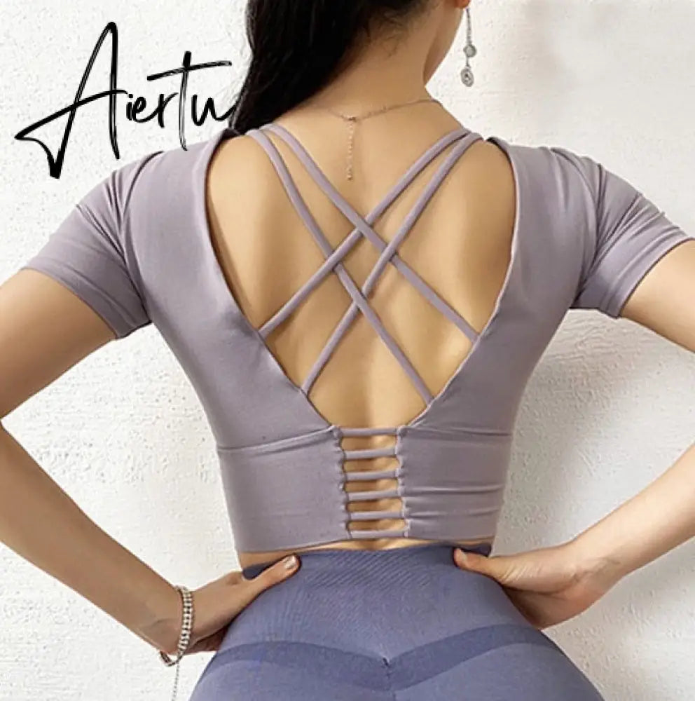 Aiertu  Cloud Hide Sexy Sports Bra Women Fitness Long Sleeve Underwear Blouse Push Up Yoga Crop Top Running Gym Shirt Winter Activewear Aiertu