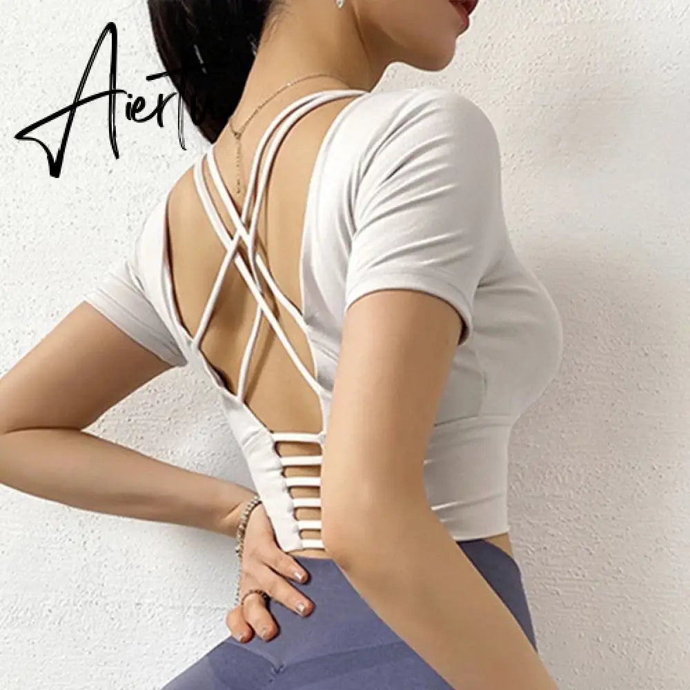 Aiertu  Cloud Hide Sexy Sports Bra Women Fitness Long Sleeve Underwear Blouse Push Up Yoga Crop Top Running Gym Shirt Winter Activewear Aiertu