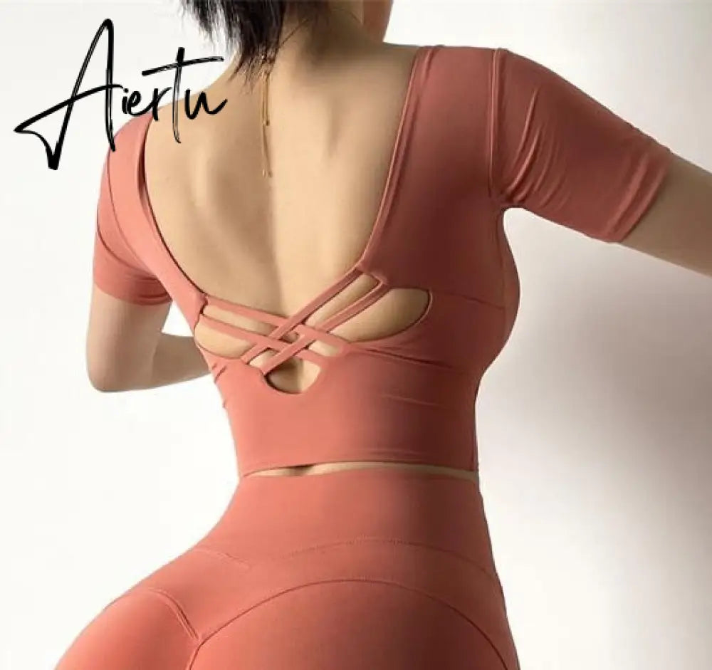 Aiertu  Cloud Hide Sexy Sports Bra Women Fitness Long Sleeve Underwear Blouse Push Up Yoga Crop Top Running Gym Shirt Winter Activewear Aiertu