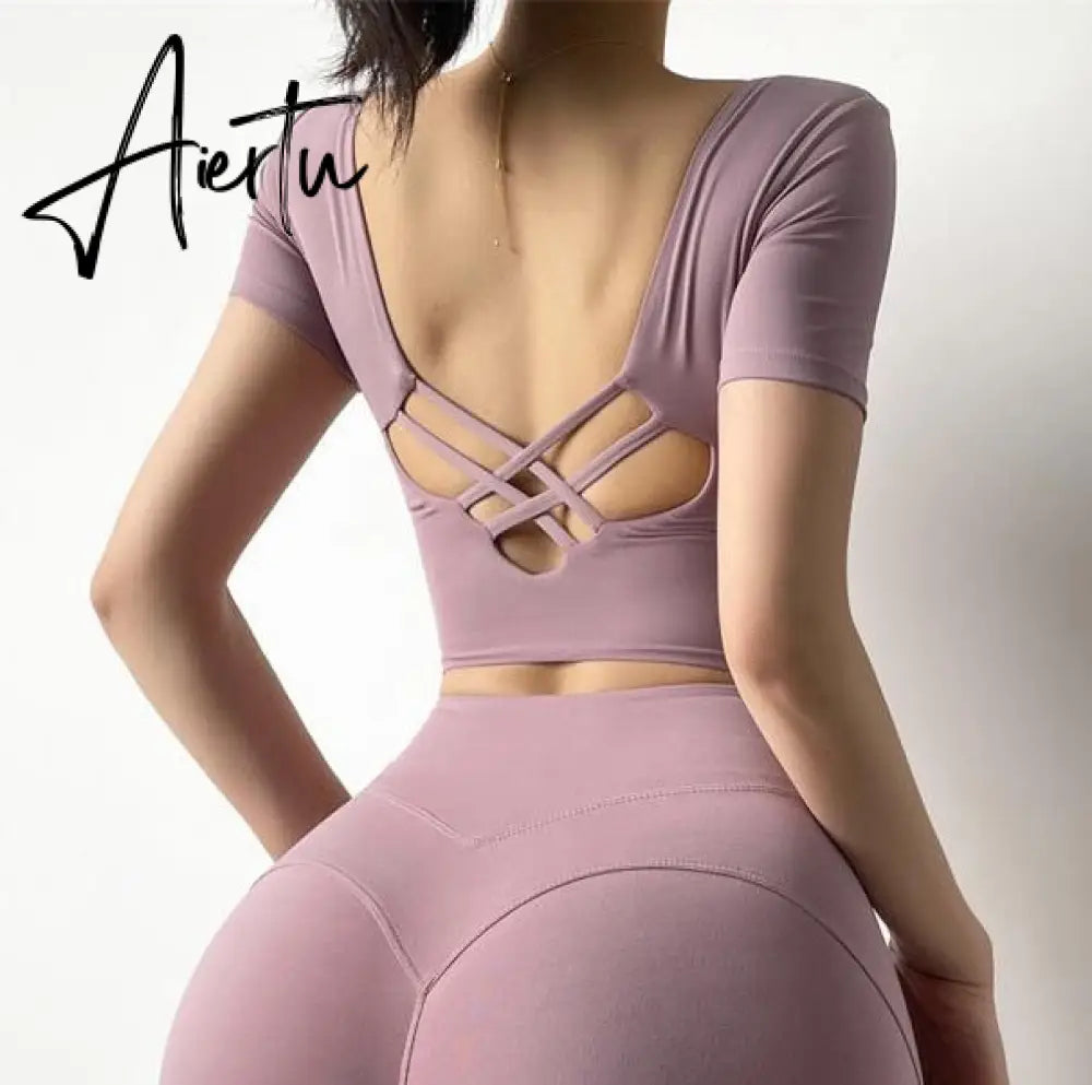 Aiertu  Cloud Hide Sexy Sports Bra Women Fitness Long Sleeve Underwear Blouse Push Up Yoga Crop Top Running Gym Shirt Winter Activewear Aiertu