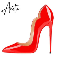 Aiertu Concise shoes plus size 45 pointed toe 12cm high stiletto heels 10cm 8cm shallow fashion classic women pumps Aiertu