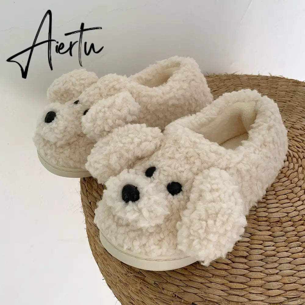 Aiertu Cute Animal Slipper For Women Girls Fashion Kawaii Fluffy Winter Warm Slippers Woman Cartoon Milk Cow House Slippers Funny Shoes Aiertu