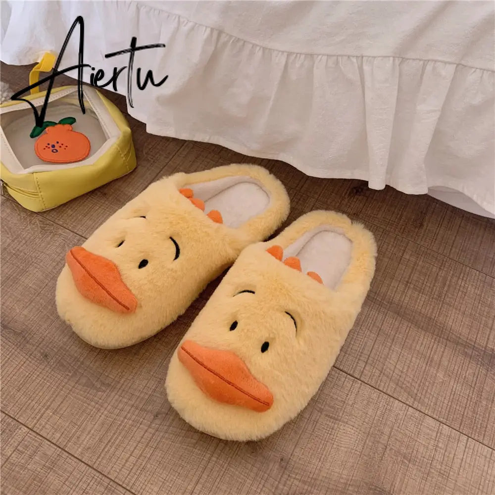 Aiertu Cute Animal Slipper For Women Girls Fashion Kawaii Fluffy Winter Warm Slippers Woman Cartoon Milk Cow House Slippers Funny Shoes Aiertu