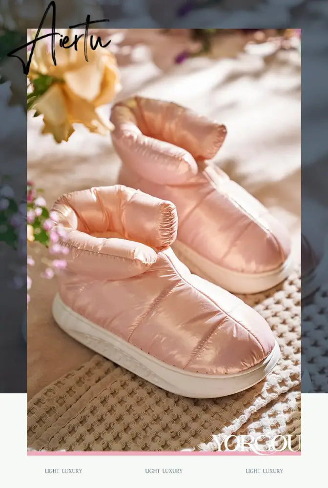 Aiertu Cute Plush Cotton Shoes Female Winter Boots Outdoor Non-slip Light Down Leisure Women's Snow Boot Platform Keep Warm Footwear Aiertu