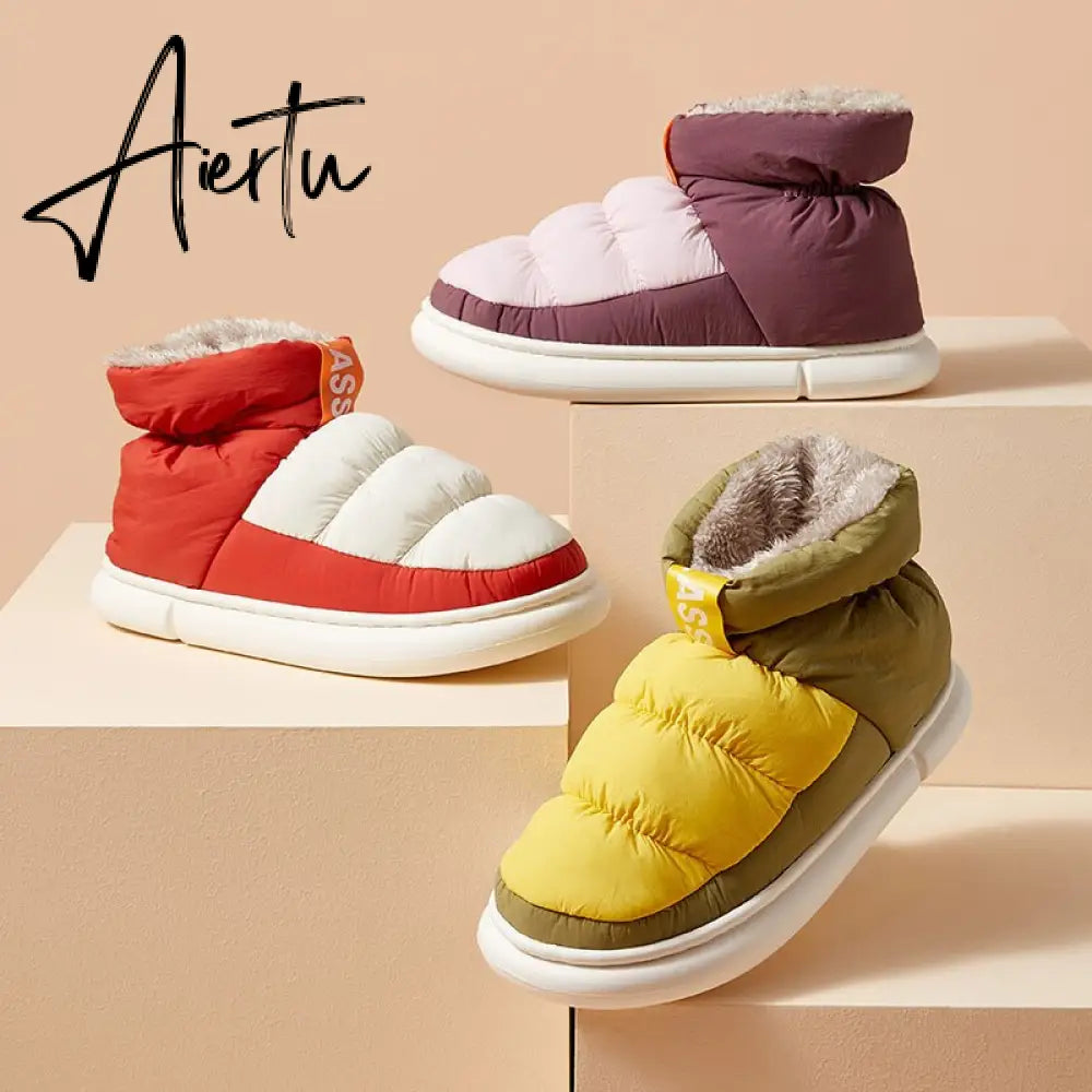 Aiertu Cute Plush Cotton Shoes Female Winter Boots Outdoor Non-slip Light Down Leisure Women's Snow Boot Platform Keep Warm Footwear Aiertu