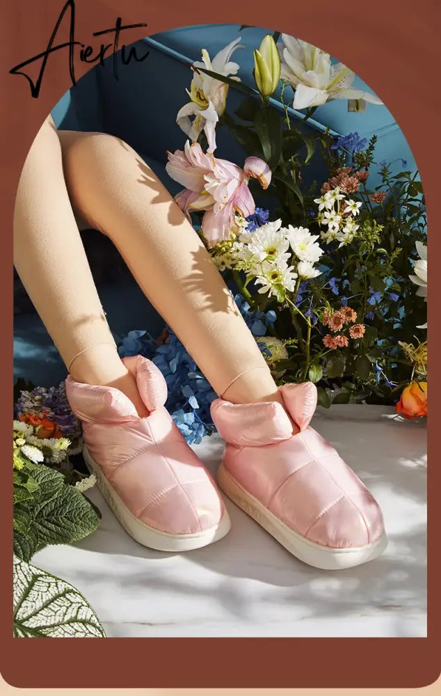 Aiertu Cute Plush Cotton Shoes Female Winter Boots Outdoor Non-slip Light Down Leisure Women's Snow Boot Platform Keep Warm Footwear Aiertu