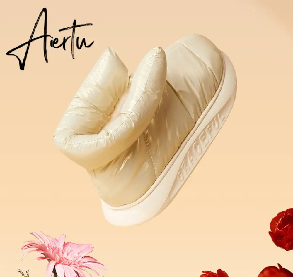 Aiertu Cute Plush Cotton Shoes Female Winter Boots Outdoor Non-slip Light Down Leisure Women's Snow Boot Platform Keep Warm Footwear Aiertu