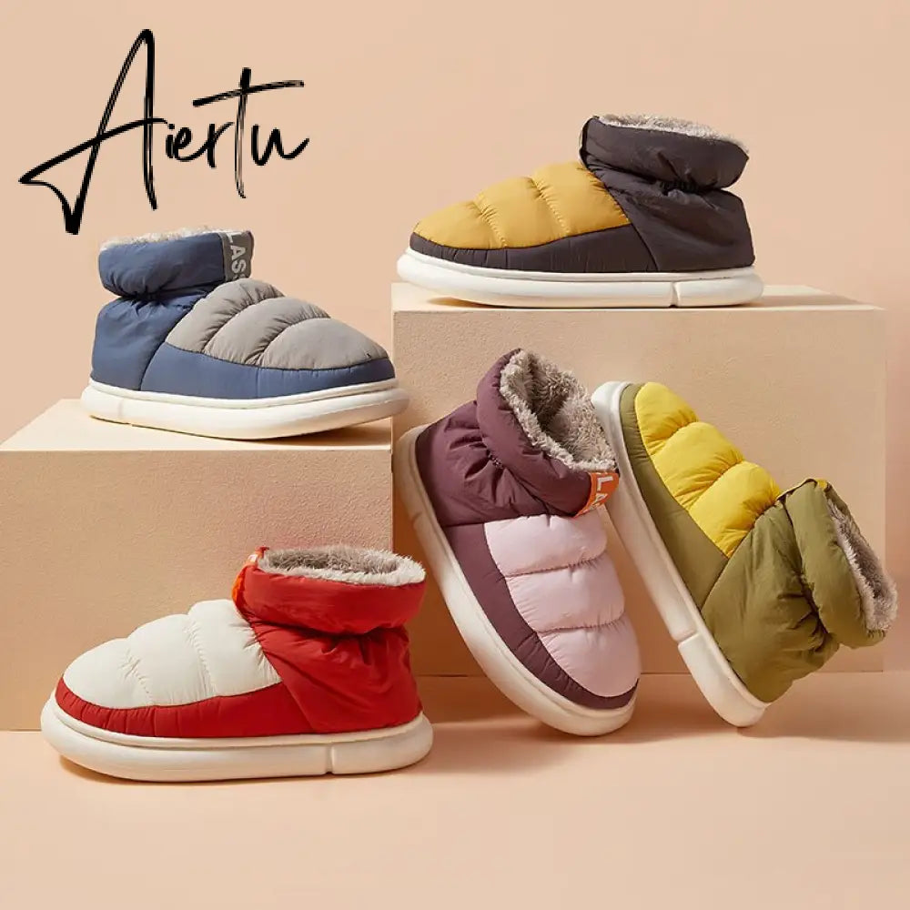 Aiertu Cute Plush Cotton Shoes Female Winter Boots Outdoor Non-slip Light Down Leisure Women's Snow Boot Platform Keep Warm Footwear Aiertu