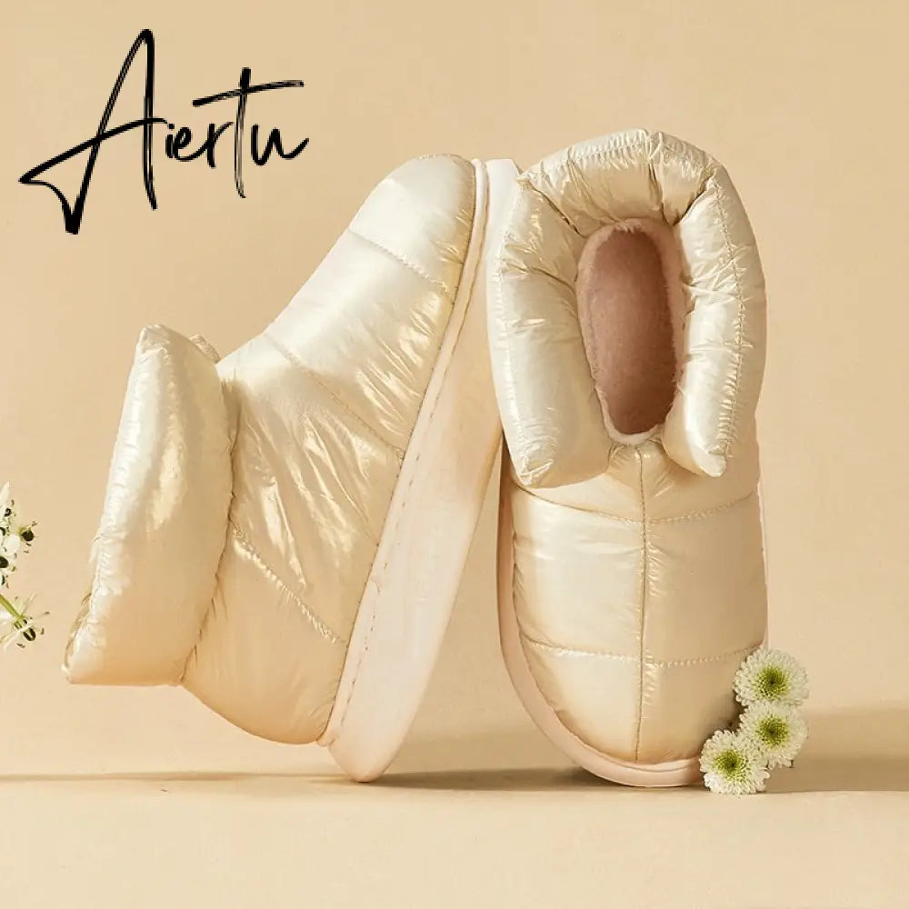 Aiertu Cute Plush Cotton Shoes Female Winter Boots Outdoor Non-slip Light Down Leisure Women's Snow Boot Platform Keep Warm Footwear Aiertu