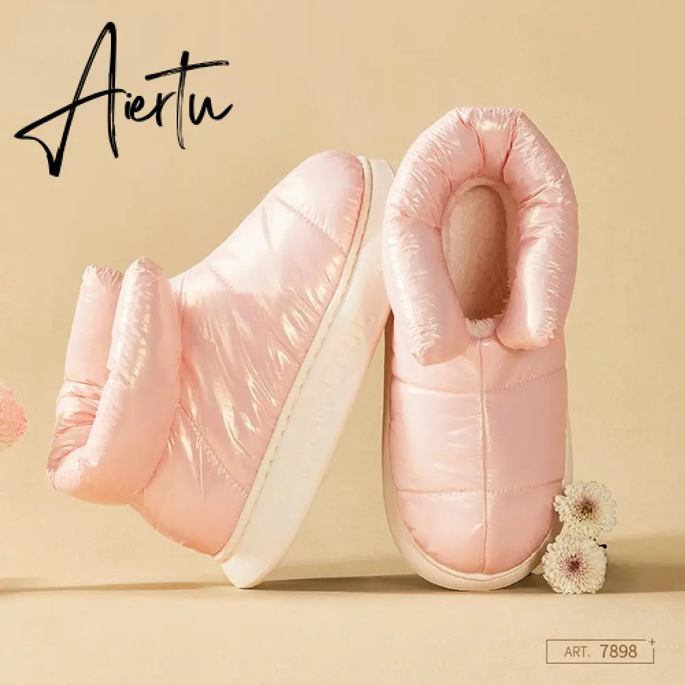 Aiertu Cute Plush Cotton Shoes Female Winter Boots Outdoor Non-slip Light Down Leisure Women's Snow Boot Platform Keep Warm Footwear Aiertu