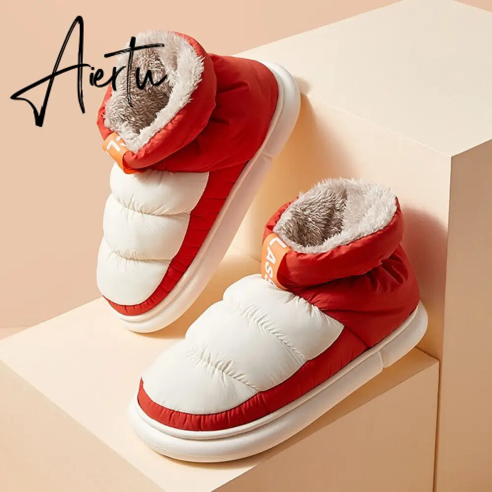 Aiertu Cute Plush Cotton Shoes Female Winter Boots Outdoor Non-slip Light Down Leisure Women's Snow Boot Platform Keep Warm Footwear Aiertu