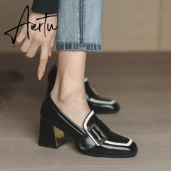 Aiertu Design Fashion Mary Jane Elegant Women Single Shoes Platform Strap Party Pumps Thick High Heels Big Yards 43 Aiertu