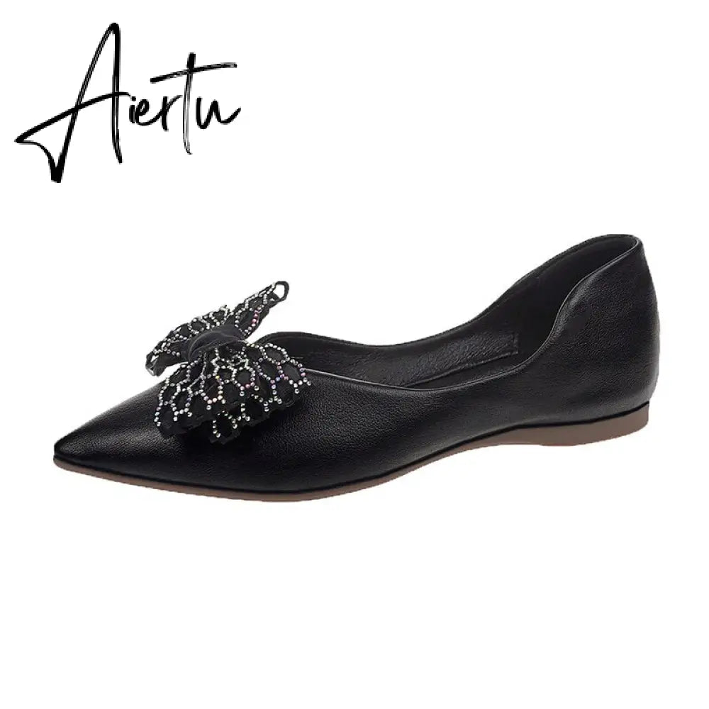 Aiertu Designer New Sandals Summer Flats Mules Shoes Sexy Bow Pointed Toe Sexy Women Shoes Dress Cozy Slides Party Shallow Zapatos Aiertu