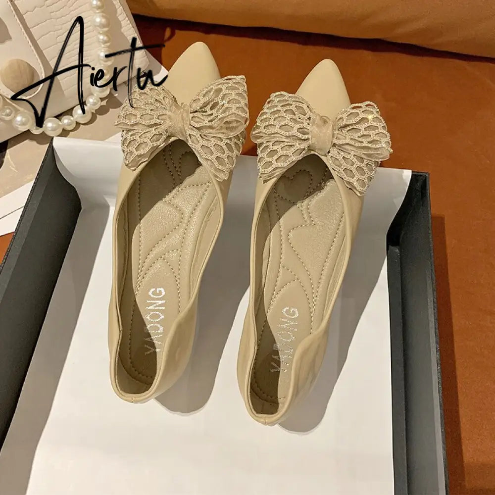 Aiertu Designer New Sandals Summer Flats Mules Shoes Sexy Bow Pointed Toe Sexy Women Shoes Dress Cozy Slides Party Shallow Zapatos Aiertu