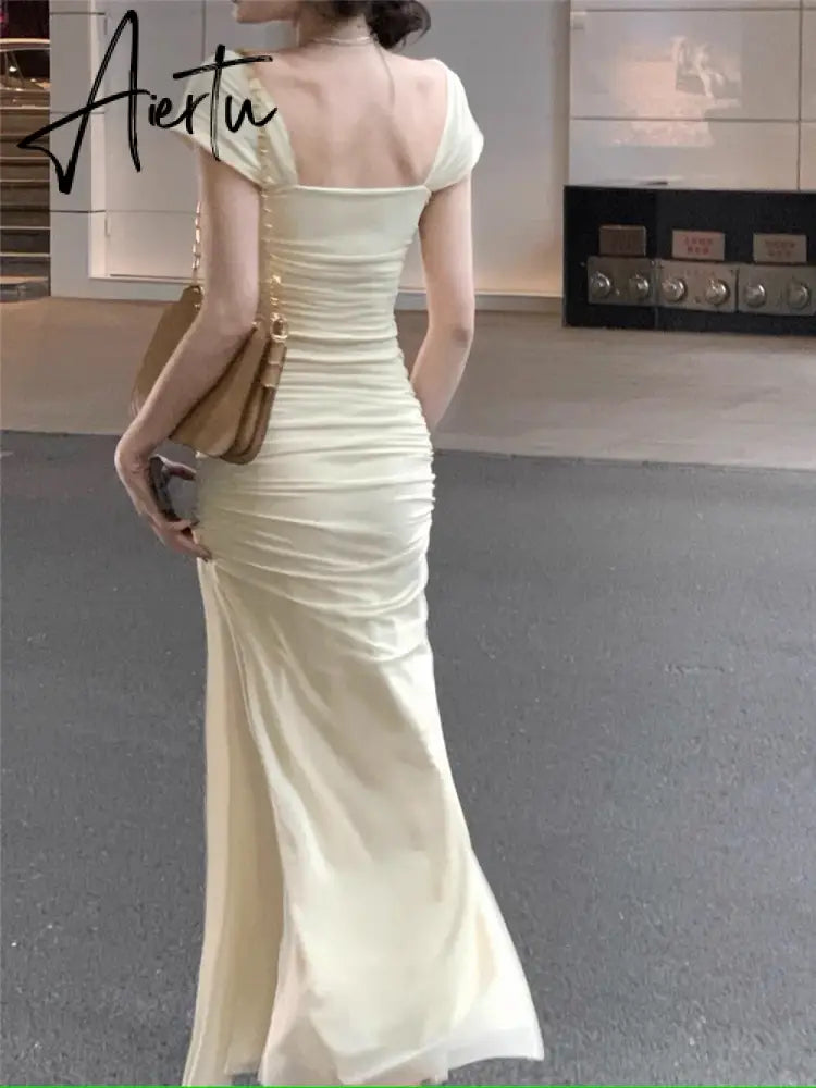 Aiertu Dress Women Elegant Summer  New Fashion Evening Party Ladies Vestidos Vintage Bodycon Clothes Female Korean Midi Dresses Aiertu