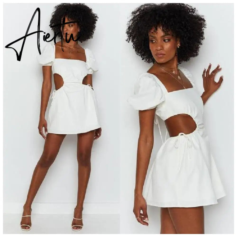 Aiertu  Elegant White Dresses For Women Clothes Summer Backless Sexy Dress Party And Wedding Fashion Lady Black Dress Femme Vestido Aiertu