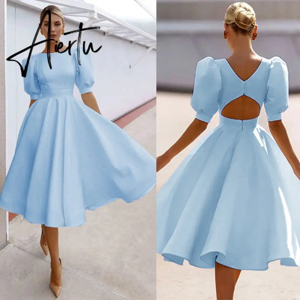 Aiertu  Elegant White Dresses For Women Clothes Summer Backless Sexy Dress Party And Wedding Fashion Lady Black Dress Femme Vestido Aiertu
