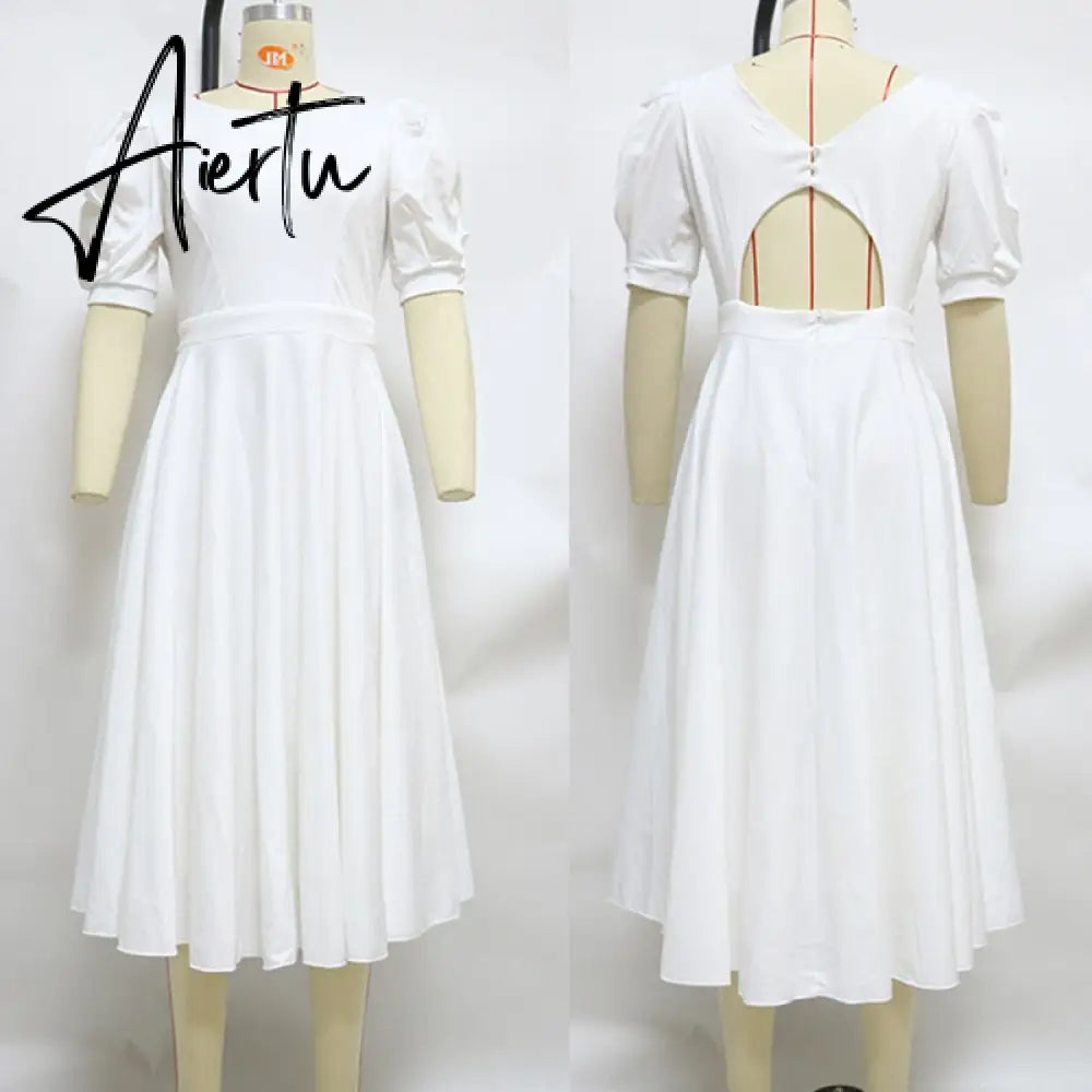 Aiertu  Elegant White Dresses For Women Clothes Summer Backless Sexy Dress Party And Wedding Fashion Lady Black Dress Femme Vestido Aiertu