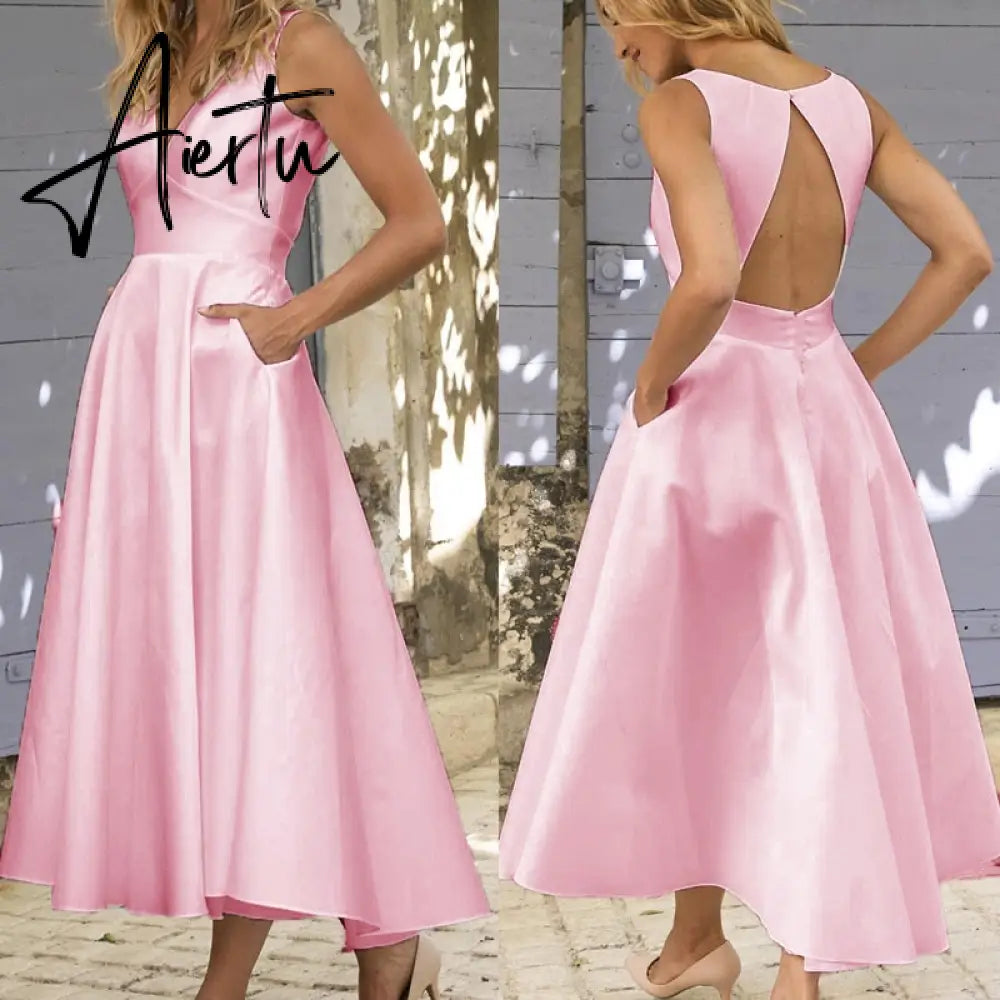 Aiertu  Elegant White Dresses For Women Clothes Summer Backless Sexy Dress Party And Wedding Fashion Lady Black Dress Femme Vestido Aiertu