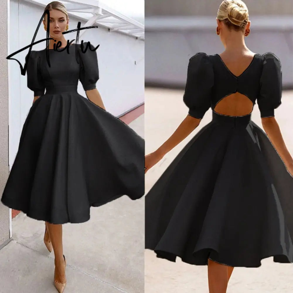 Aiertu  Elegant White Dresses For Women Clothes Summer Backless Sexy Dress Party And Wedding Fashion Lady Black Dress Femme Vestido Aiertu