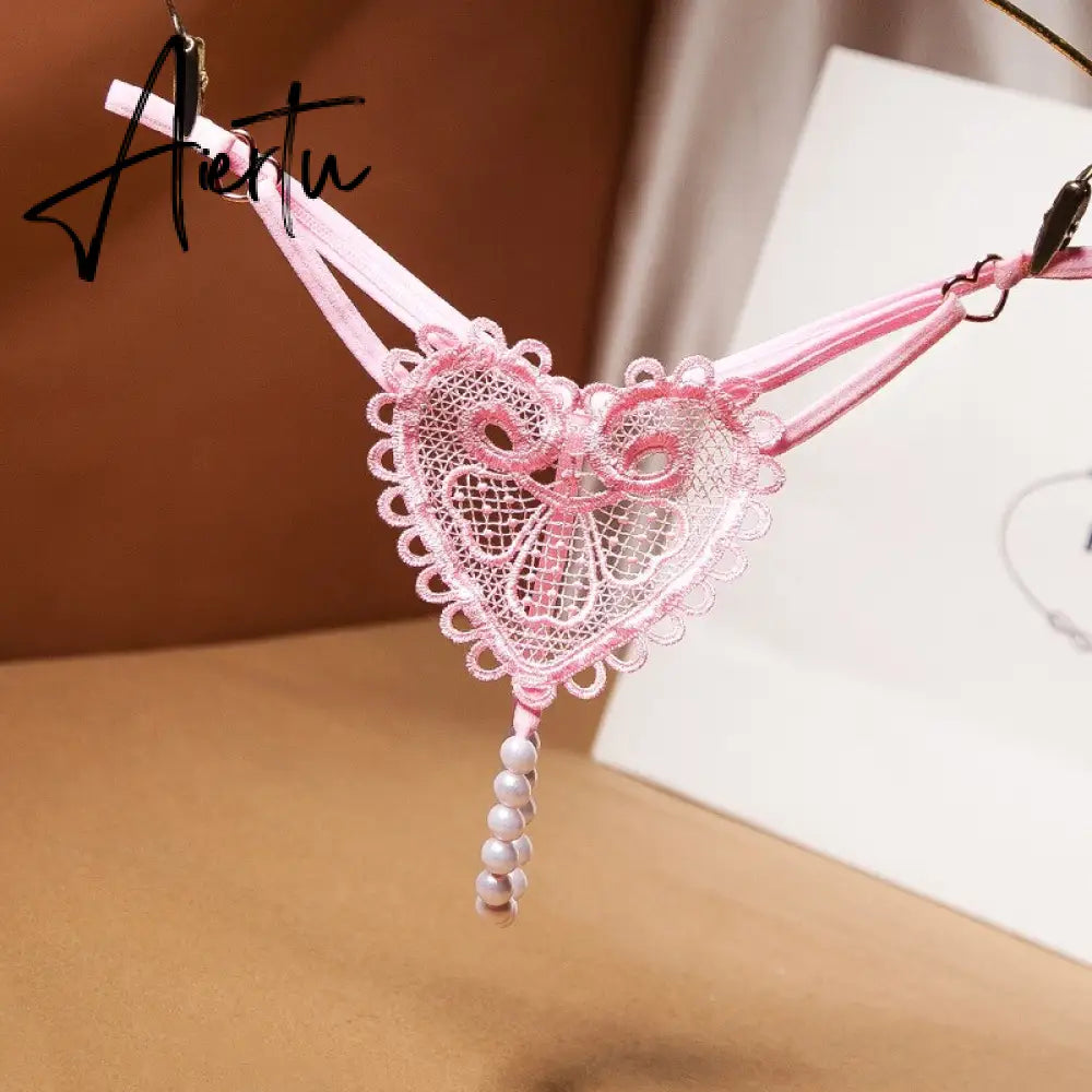 Aiertu Embroidery Flower Massage Beads G-String Women T Panties Beautiful Sexy Mini Buttocks Low Rise Whore Thong Briefs Lingeries Aiertu
