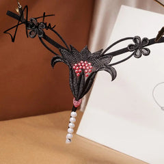 Aiertu Embroidery Flower Massage Beads G-String Women T Panties Beautiful Sexy Mini Buttocks Low Rise Whore Thong Briefs Lingeries Aiertu