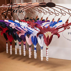 Aiertu Embroidery Flower Massage Beads G-String Women T Panties Beautiful Sexy Mini Buttocks Low Rise Whore Thong Briefs Lingeries Aiertu