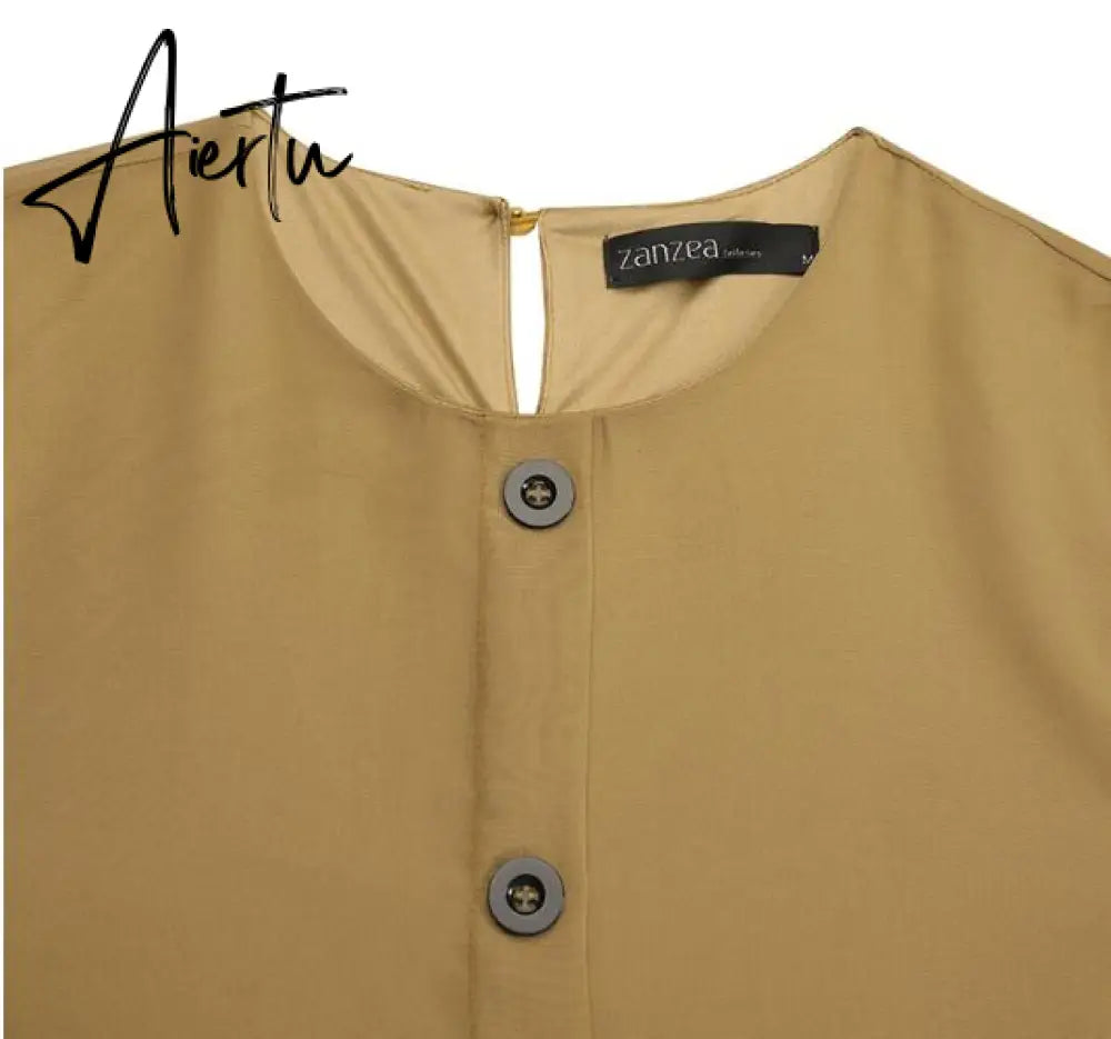 Aiertu  Evening Long Dress Arabic Turkish Islamic Clothing Vintage Women Casual Solid Puff Sleeve Ladies Kaftan Sundress Aiertu