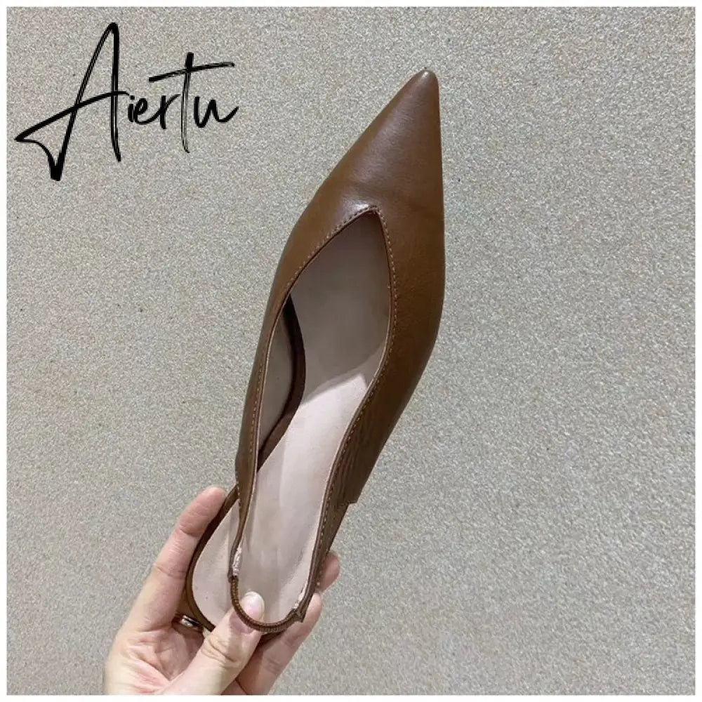 Aiertu  Fashion Brand Sandals Mules Women Shallow Mouth Pointed Toe Shoes Low Heel Slip On Slides Slipper Shoes Aiertu