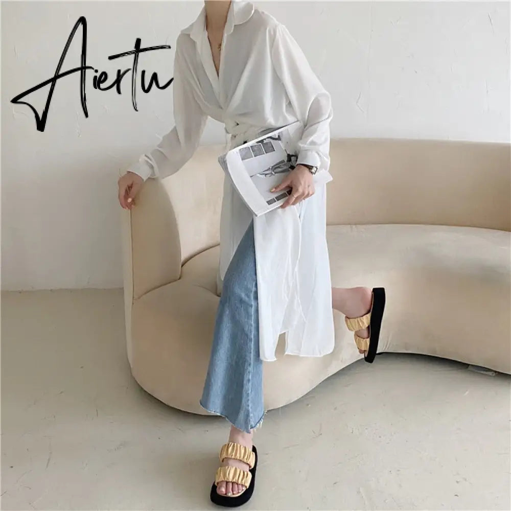 Aiertu Fashion Design Pleated PU Leather Woman Flat Shoes Summer Outdoor Beach Slippers Gladiator Sandals Womens Slides Aiertu