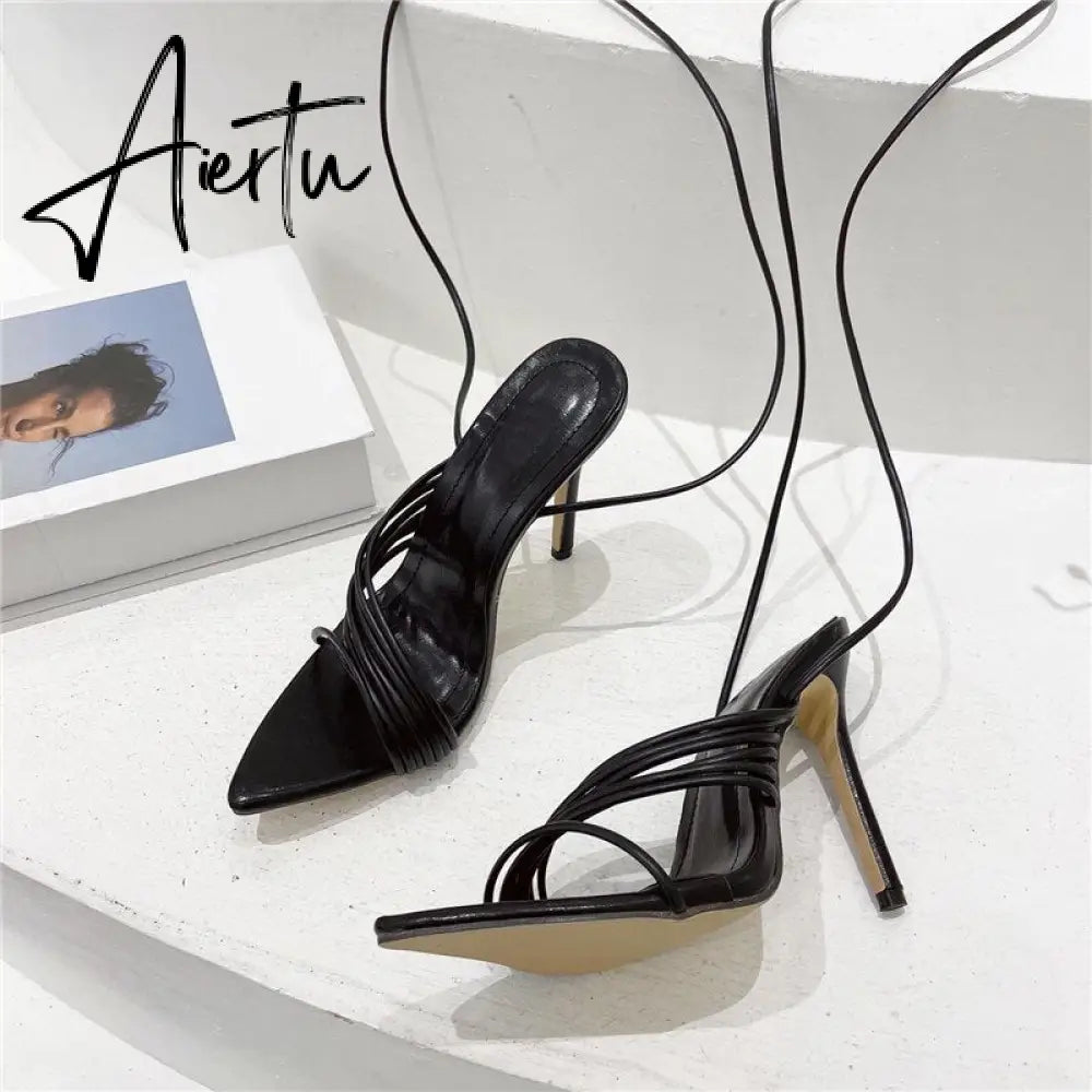 Aiertu Fashion Gladiator Sandals Ankle Strap High Heel  Women Summer Party High Heel  Rope Purple Sandals Aiertu