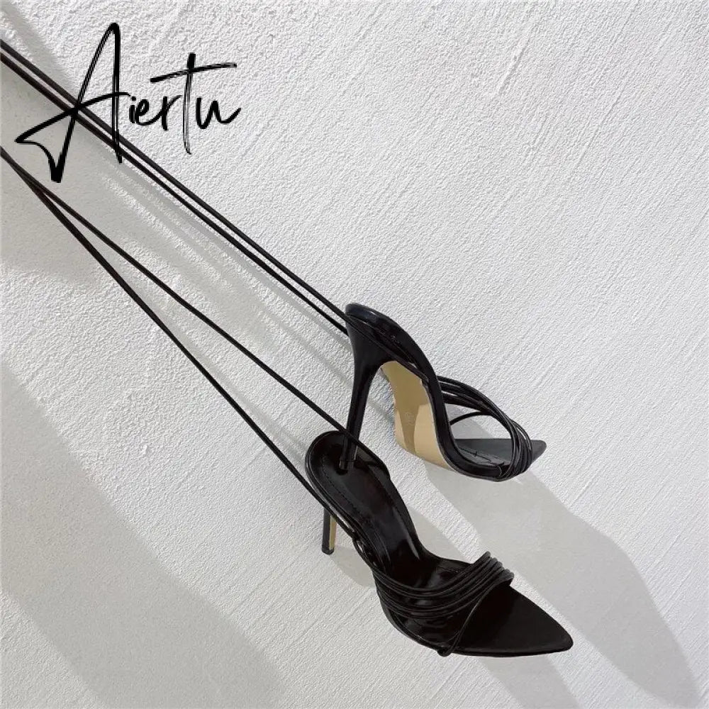 Aiertu Fashion Gladiator Sandals Ankle Strap High Heel  Women Summer Party High Heel  Rope Purple Sandals Aiertu